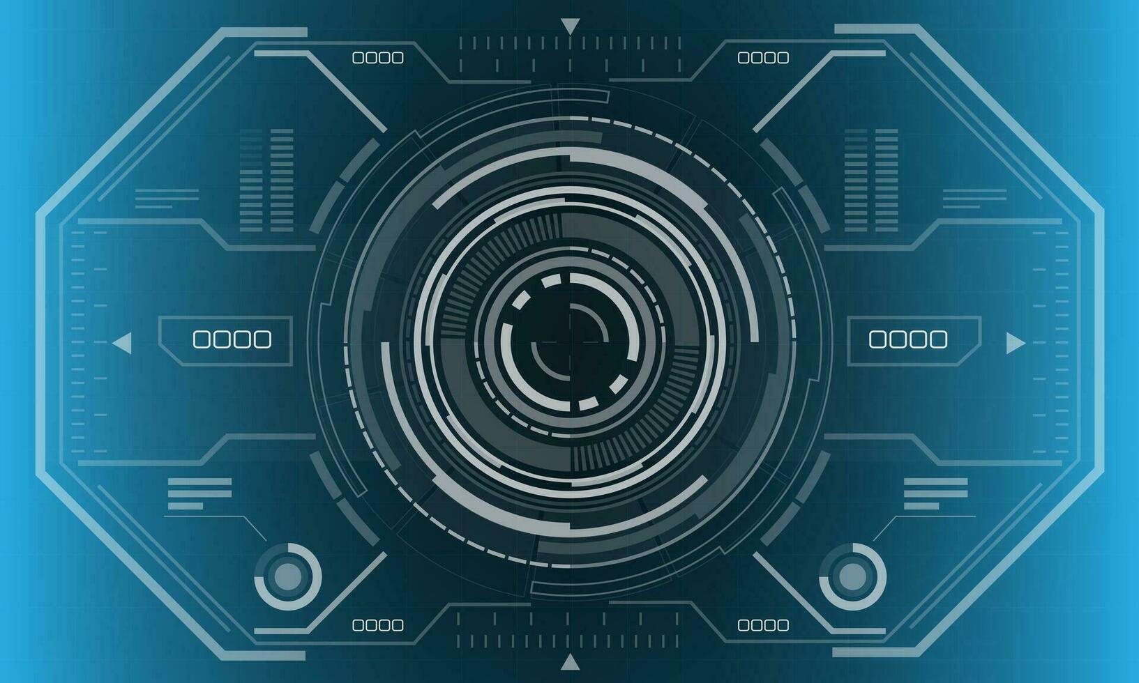 HUD sci-fi circle interface screen view white geometric design virtual reality futuristic technology creative display on blue vector