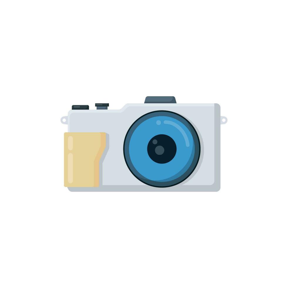 Simple camera icon full color flat design style isolated by white color vector
