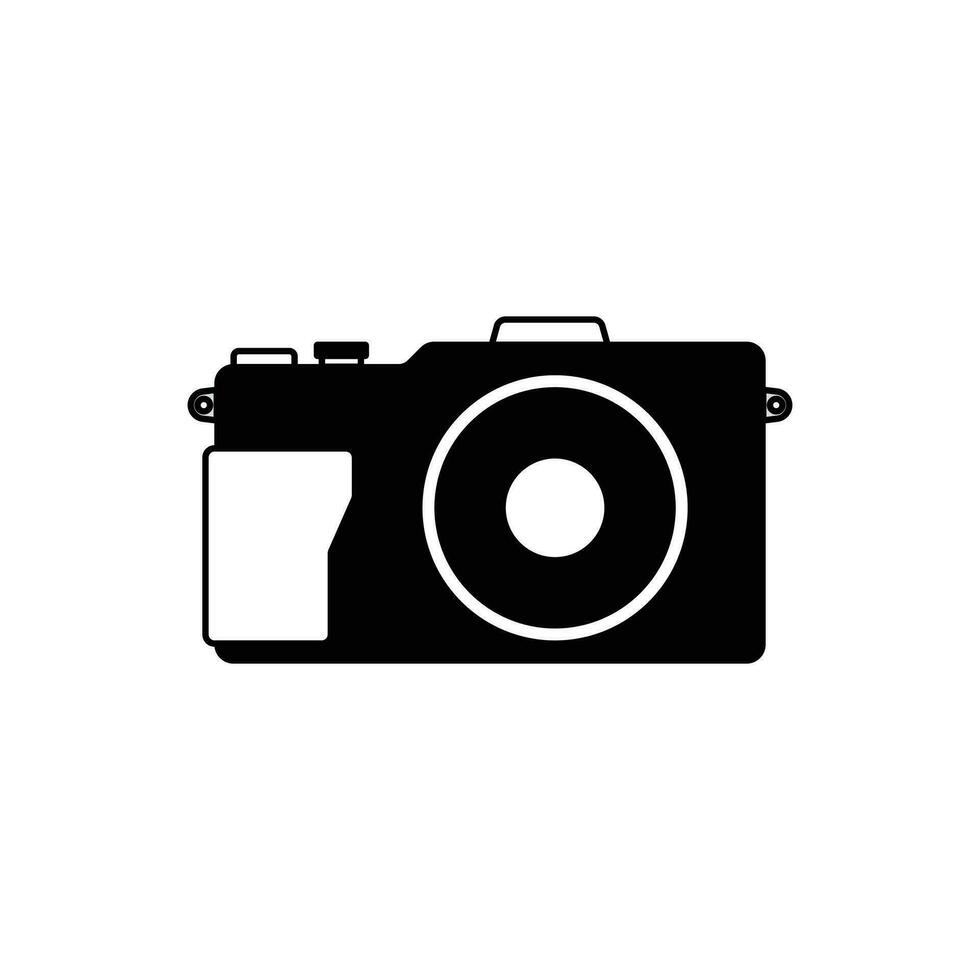 Simple camera icon black and white color silhouette flat style vector