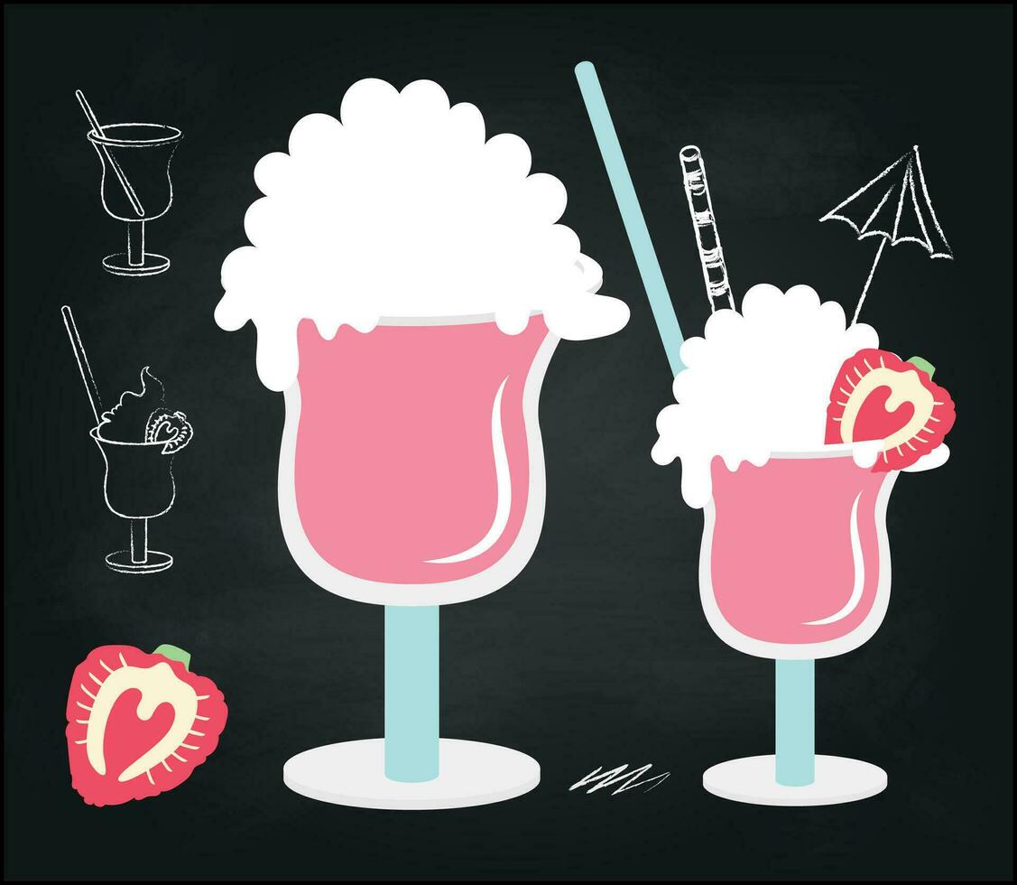 Cocktail on black background for celebration design. vector