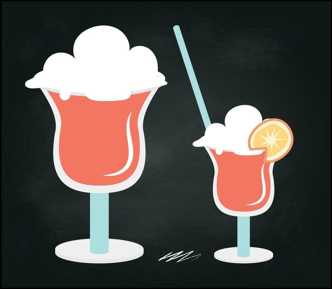 Chalk sketch of cocktails on black background vector