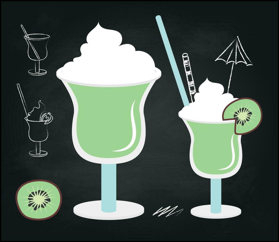 Cocktail on black background for celebration design. vector