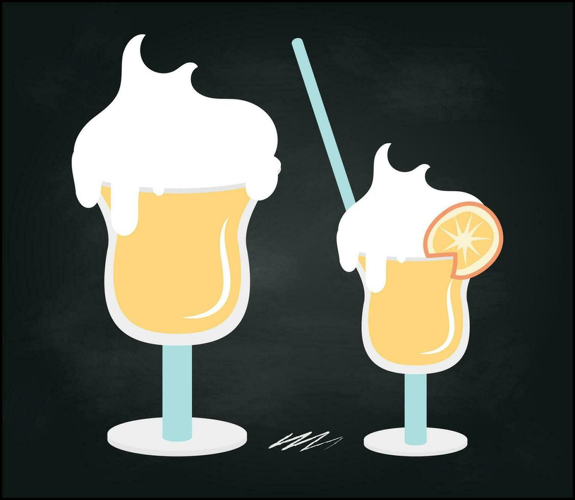 Chalk sketch of cocktails on black background vector