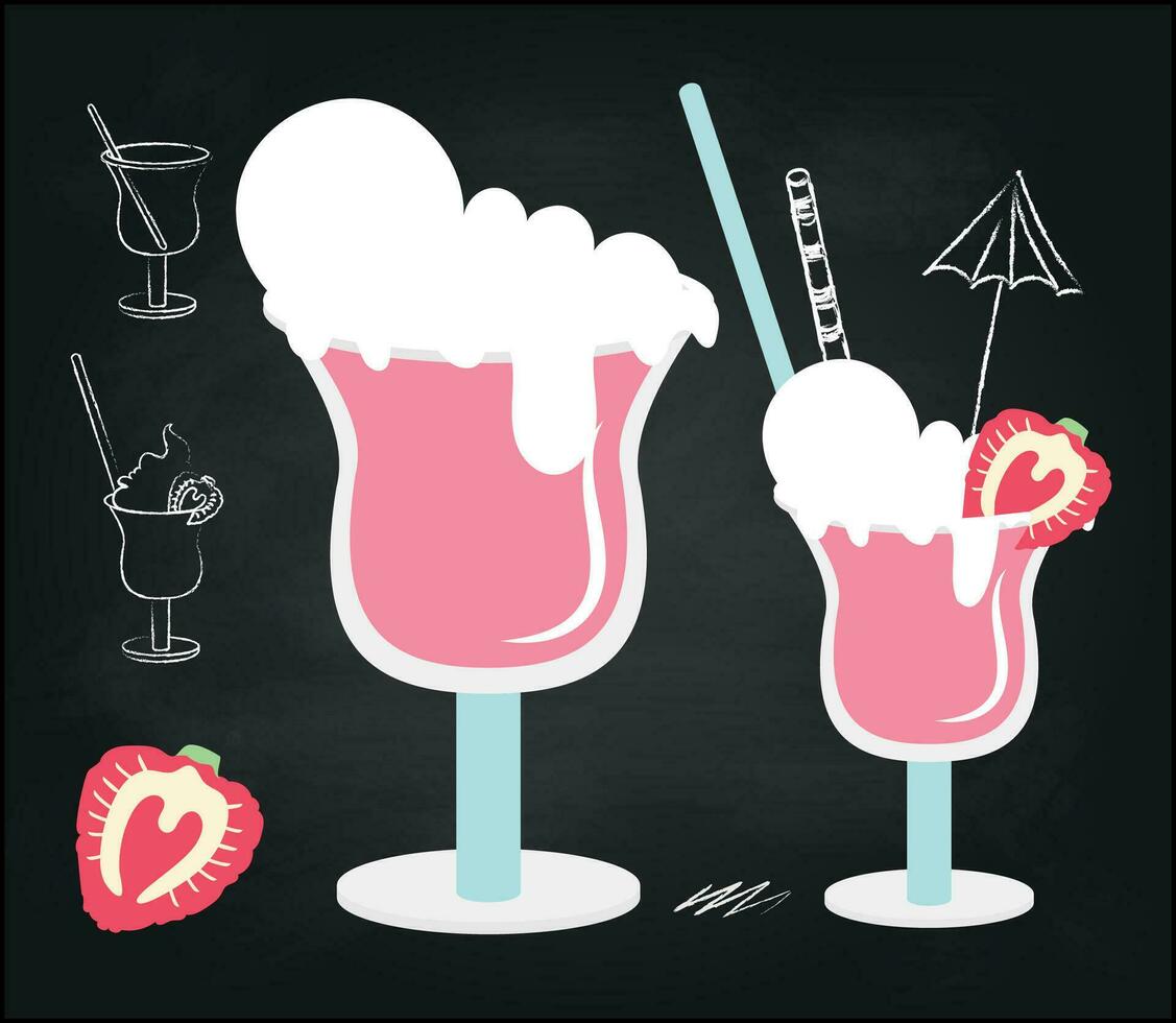 Cocktail on black background for celebration design. vector