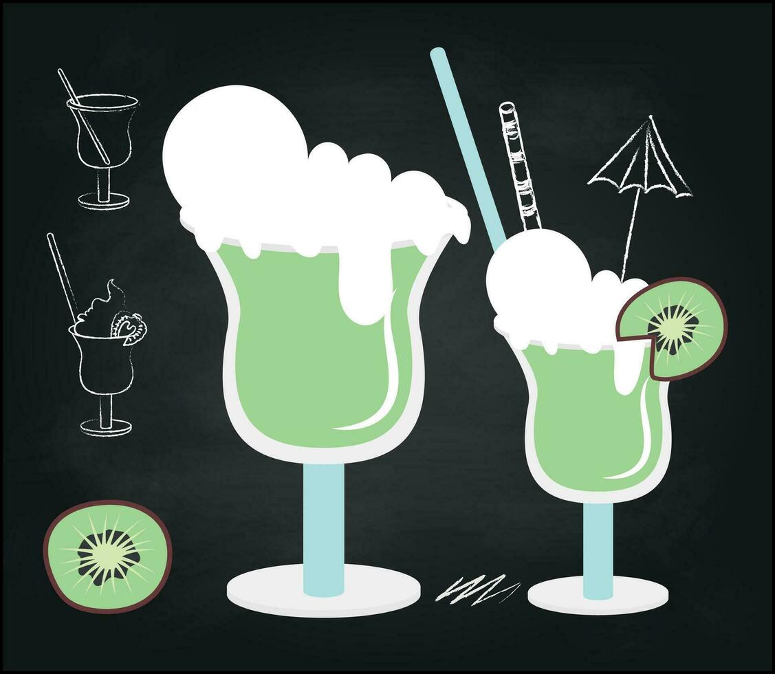 Cocktail on black background for celebration design. vector