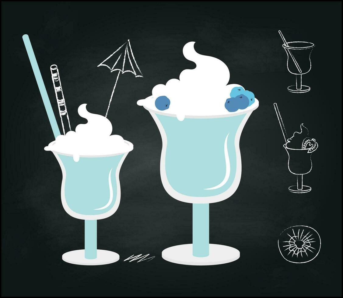 Cocktail on black background for celebration design. vector