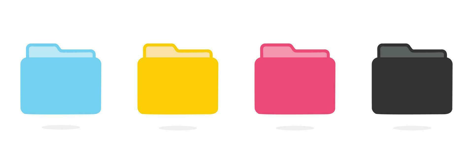 set of icon folder computer file colourful document binder data archive, modern simple 2d yellow blue black flat vector symbol for website phone design logo application ui isolated png access catalog