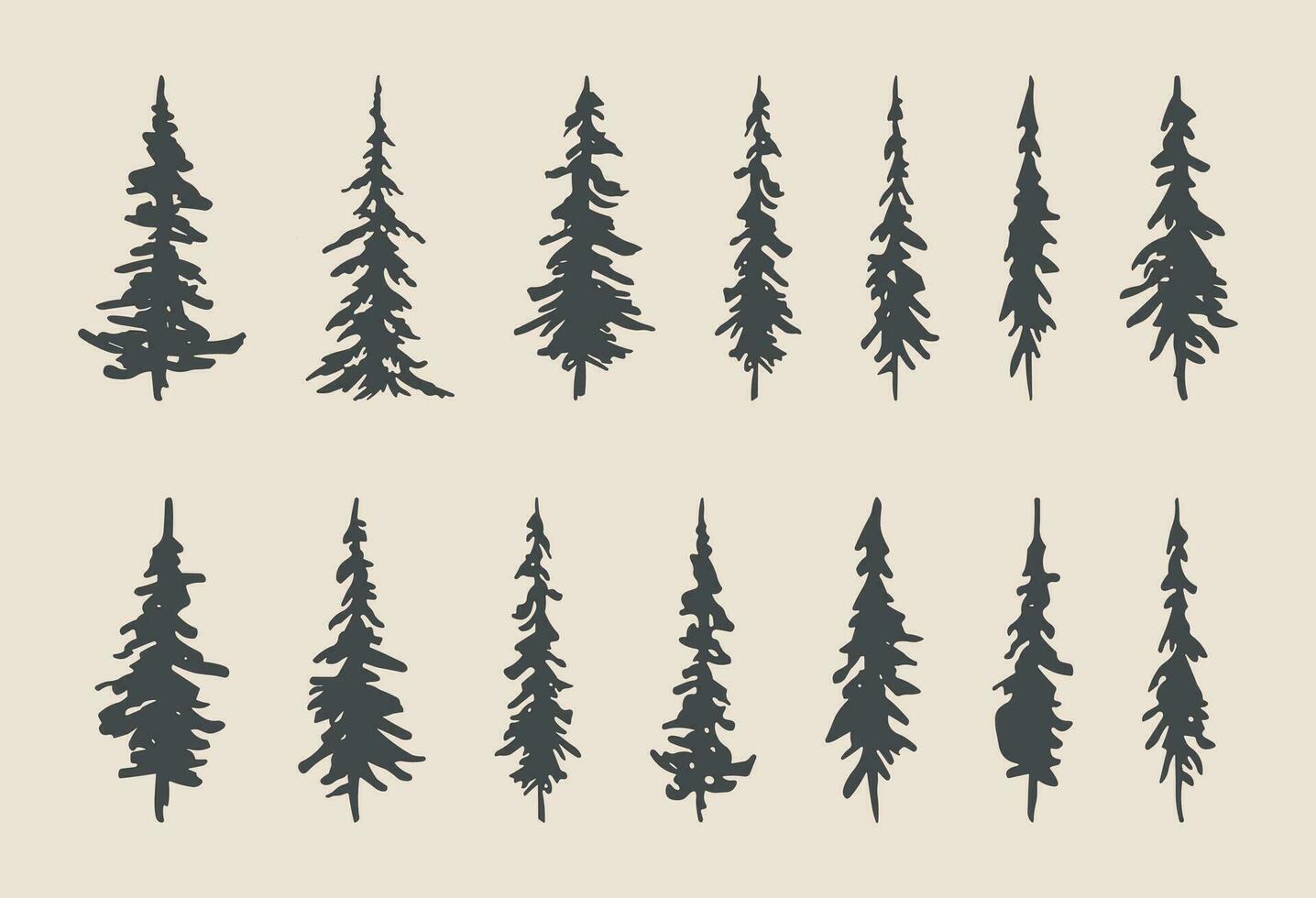 professional pine trees silhouette vector art