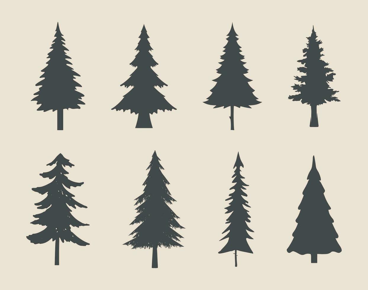 professional pine trees silhouette vector art