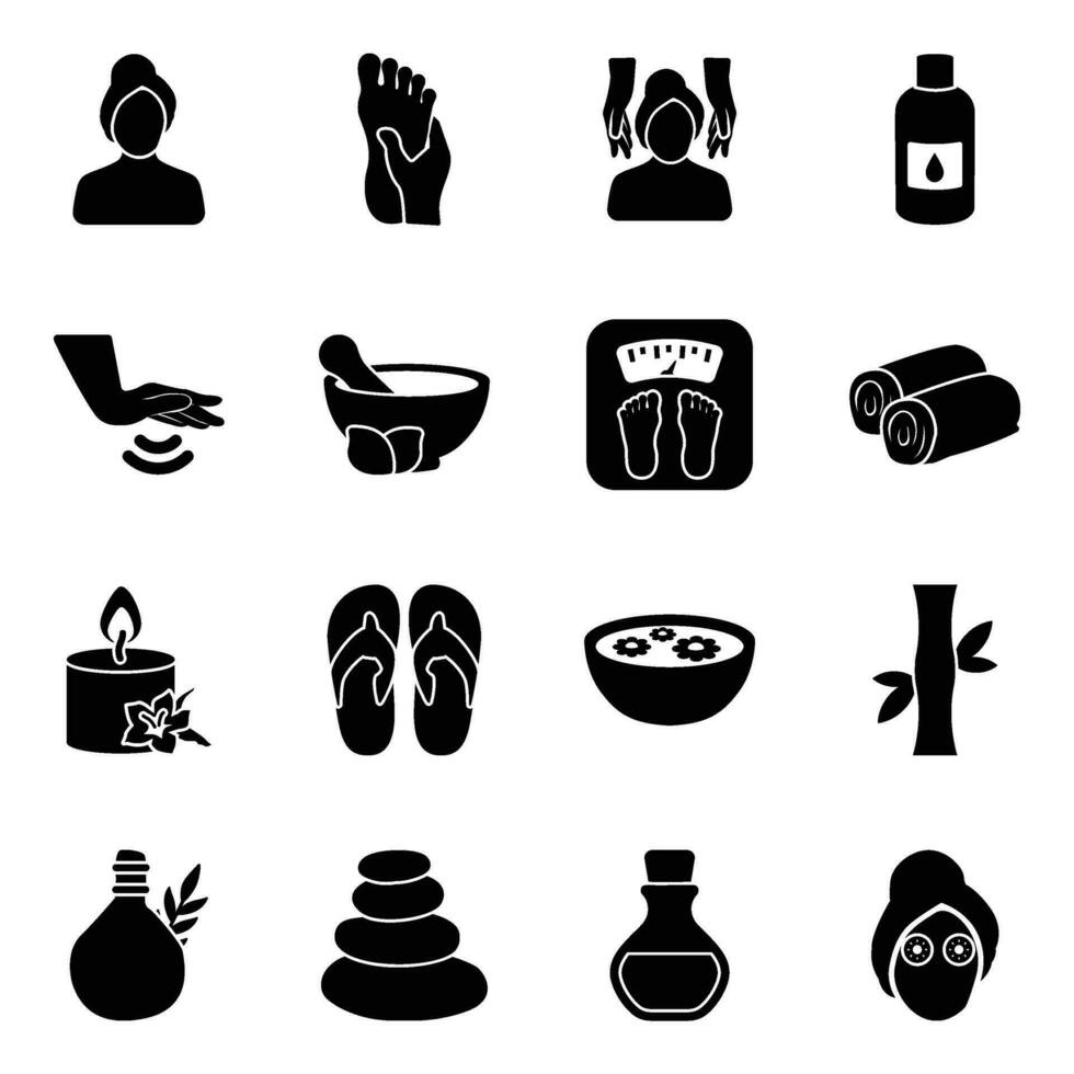 Pack of Massage and Spa Icons vector