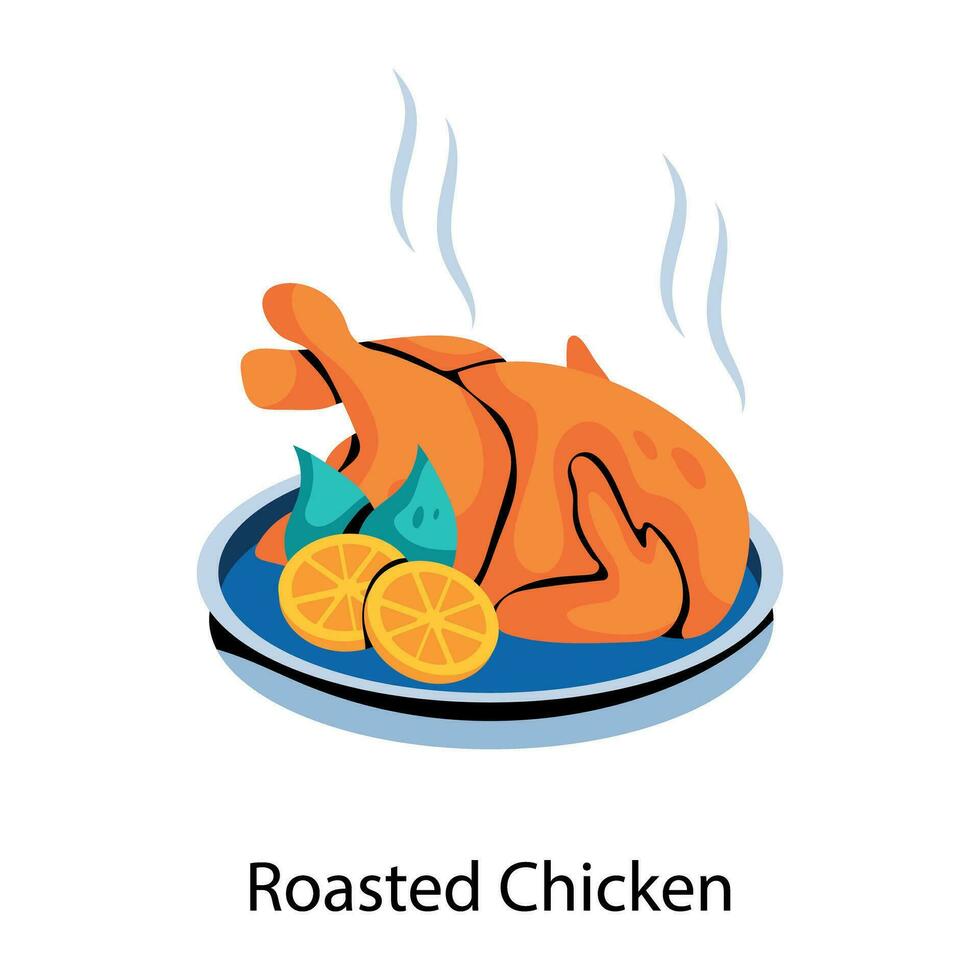 Trendy Roasted Chicken vector