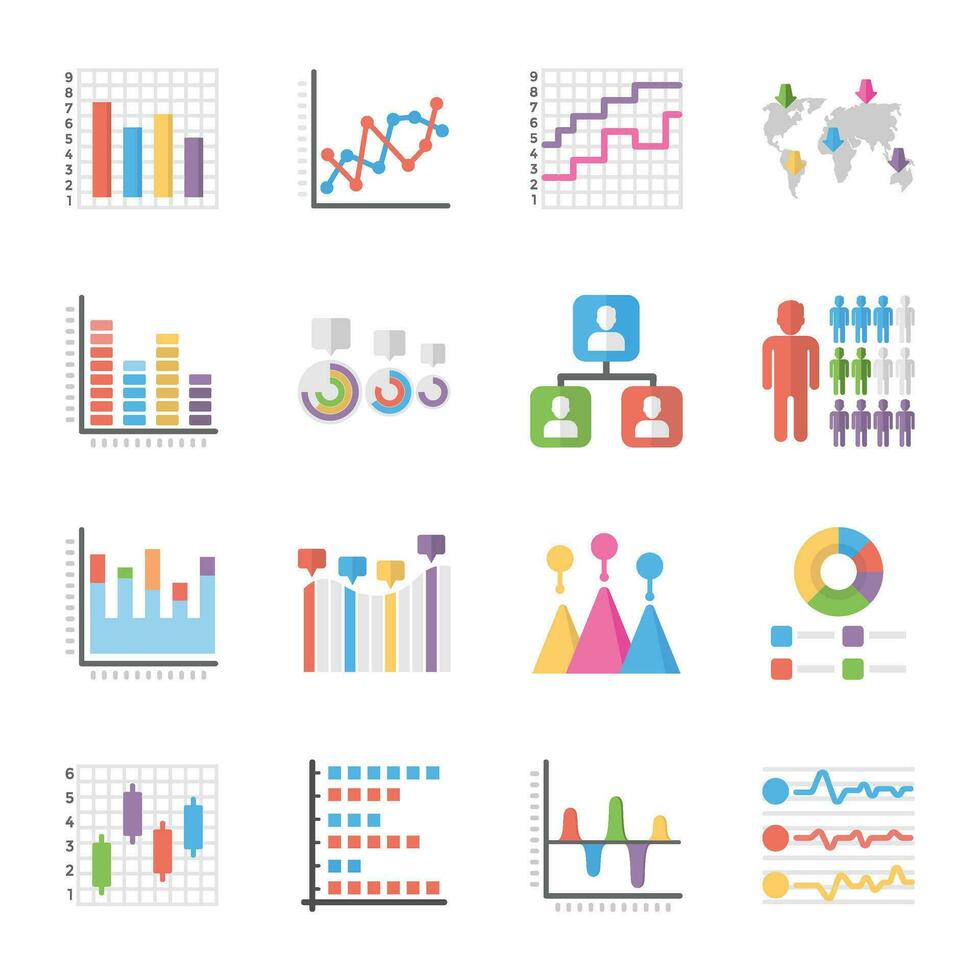 Data Graph and Charts Icon Set vector