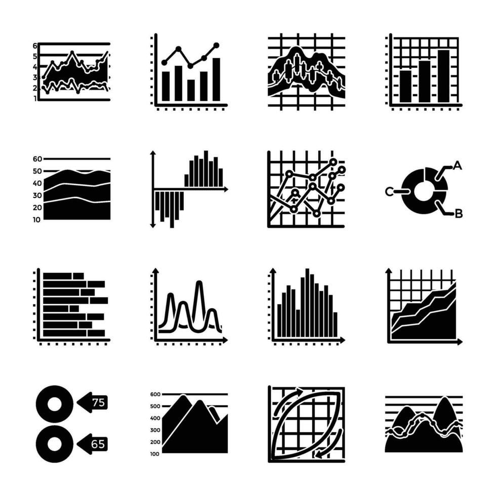 Graph and Charts Icon Collection vector