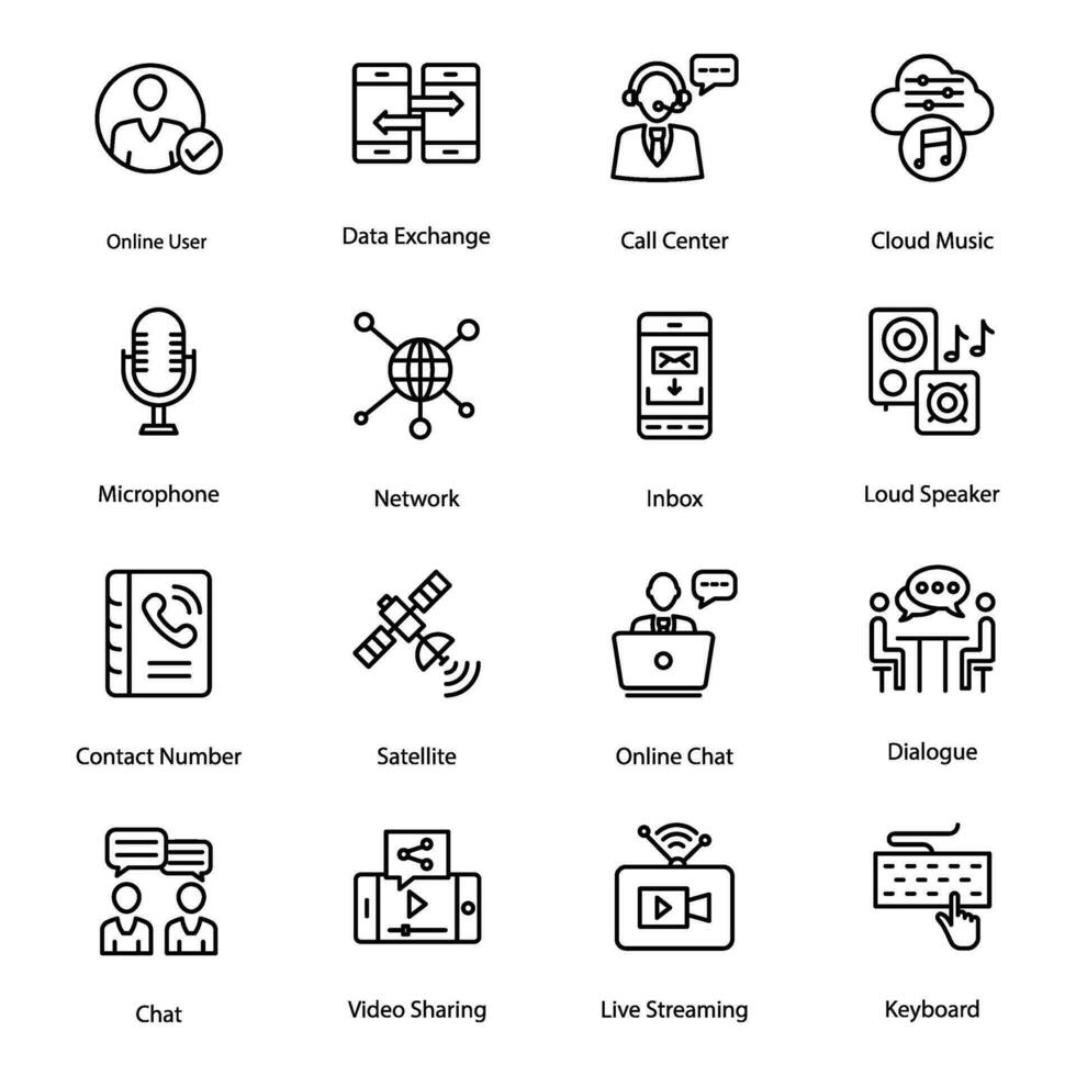 social medios de comunicación redes línea íconos conjunto vector