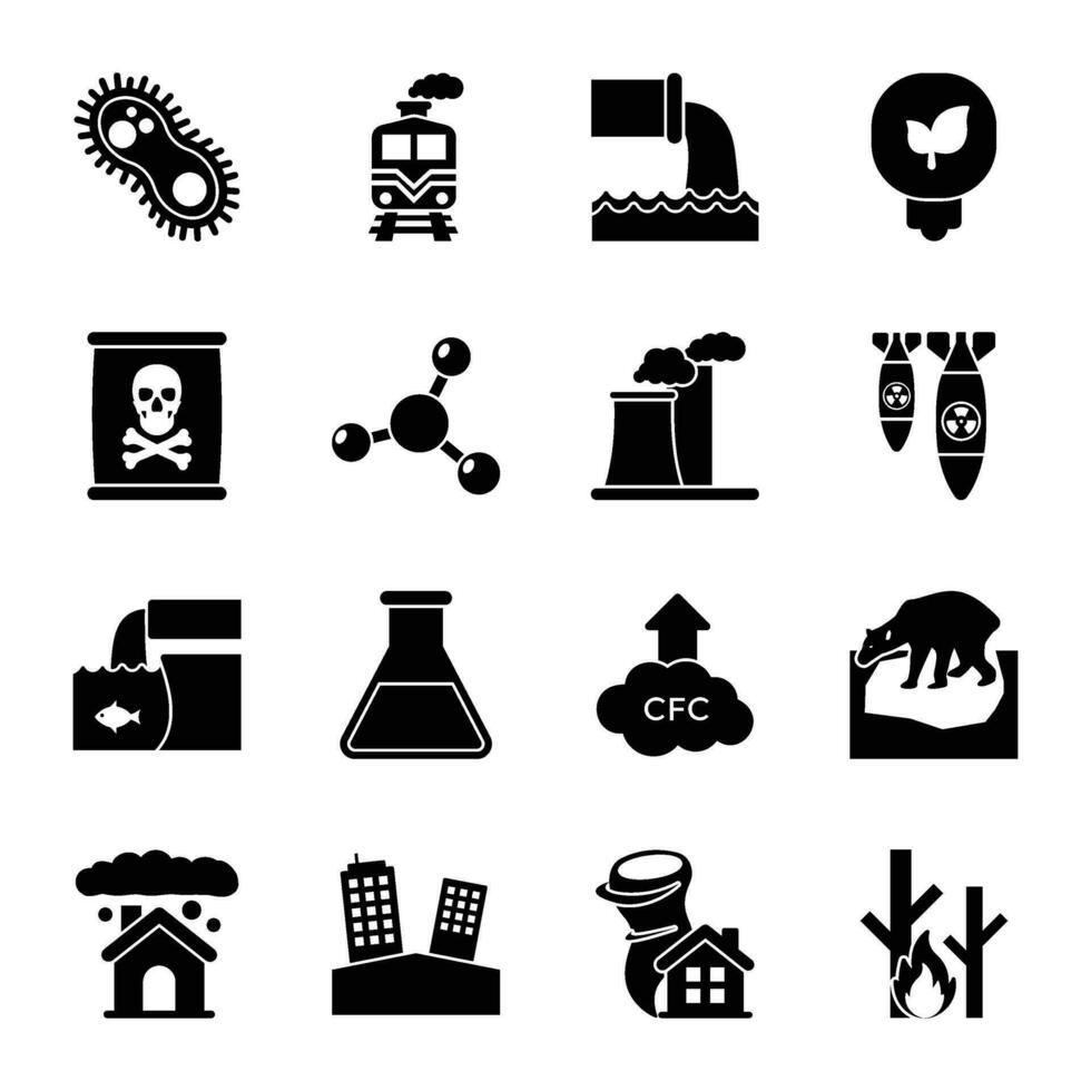Ecology Solid Vector Icons Set