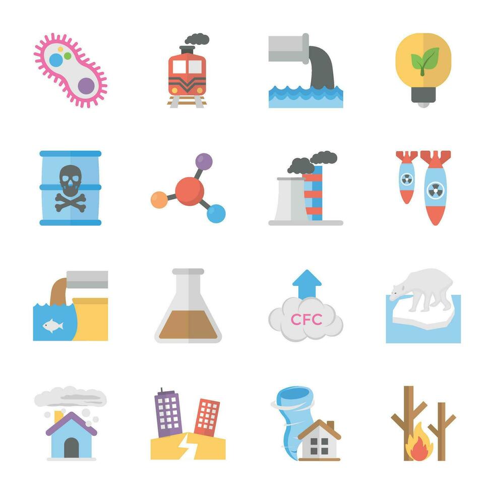 Ecology Flat Vector Icons Set