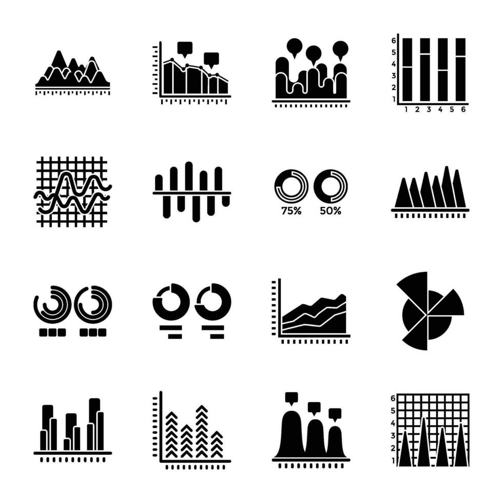 Business Data Graph and Charts Icons vector