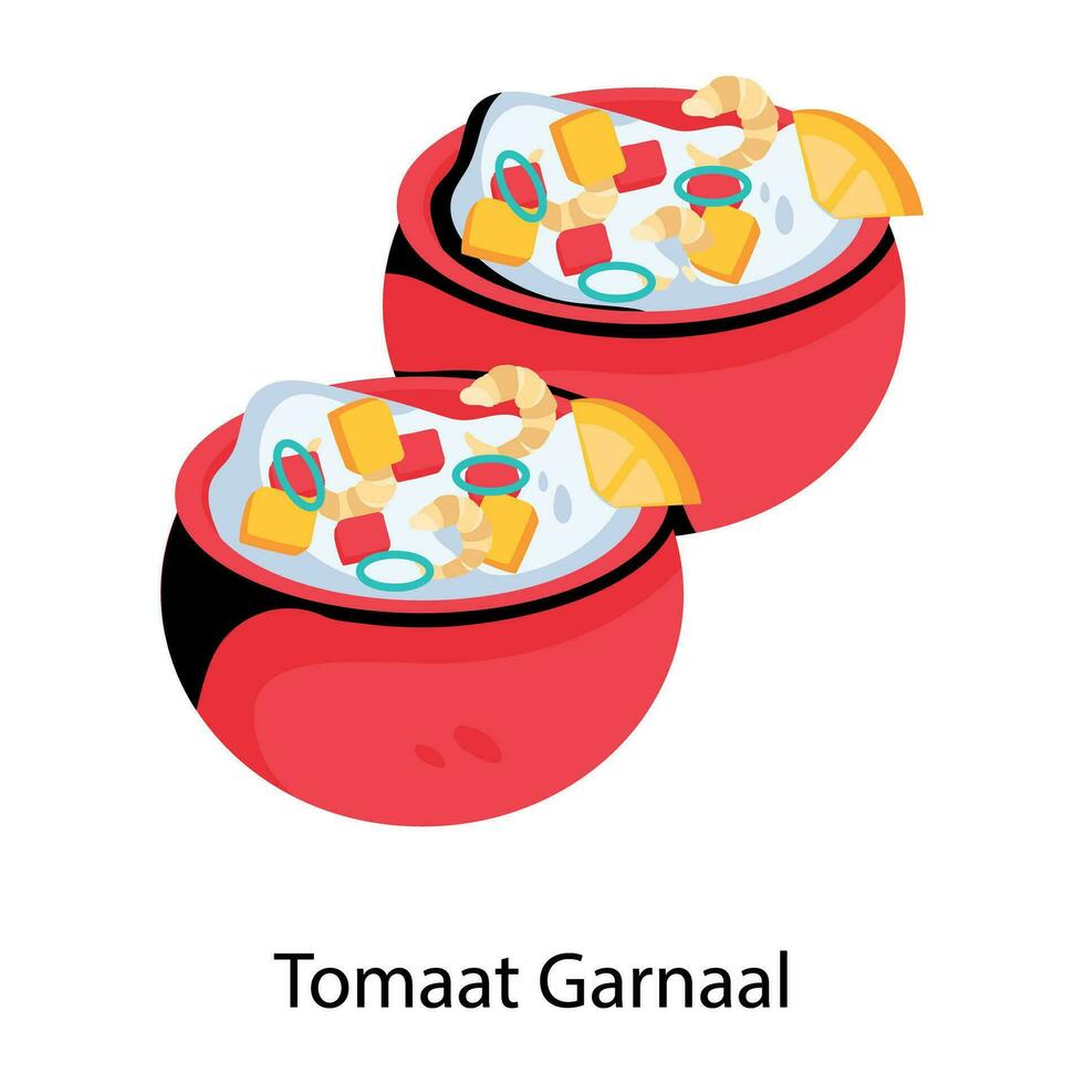 Trendy Tomaat Garnaal vector