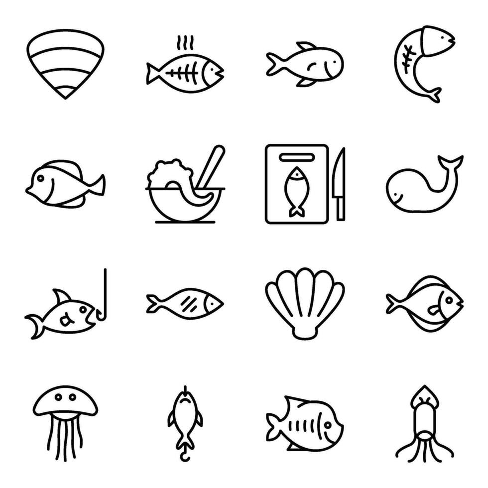 Pack of Freshwater Food Icon Vectors