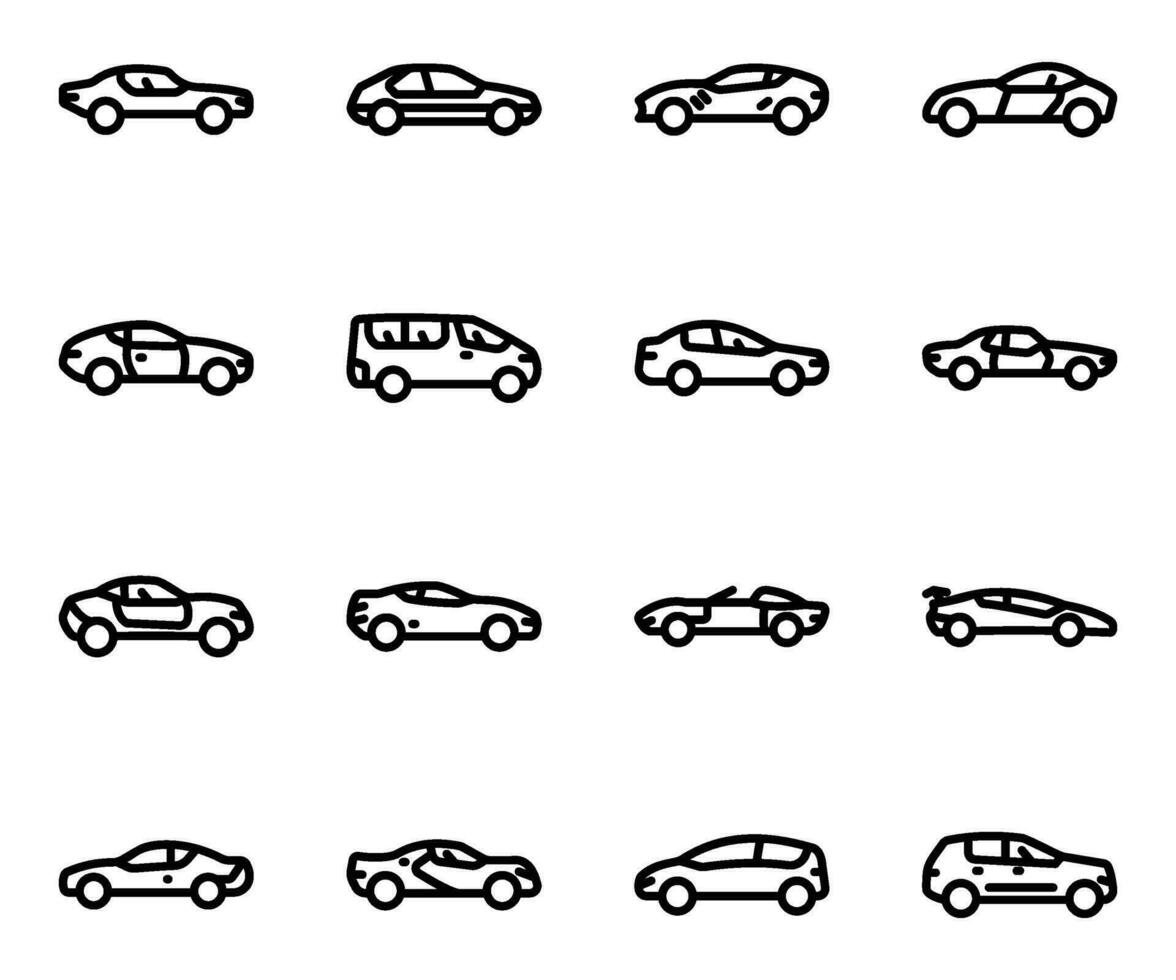 paquete de tipos de carros íconos vector