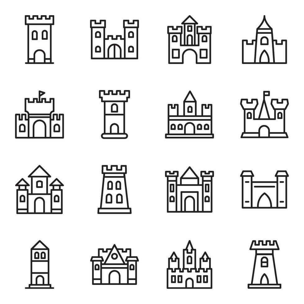 Pack of Medieval Castles Icons vector