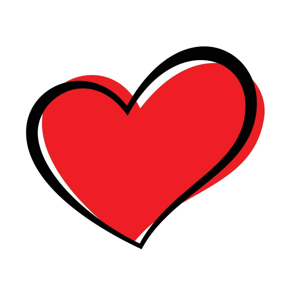 mano dibujado corazón aislado. diseño elemento para amor concepto. garabatear bosquejo rojo corazón forma vector