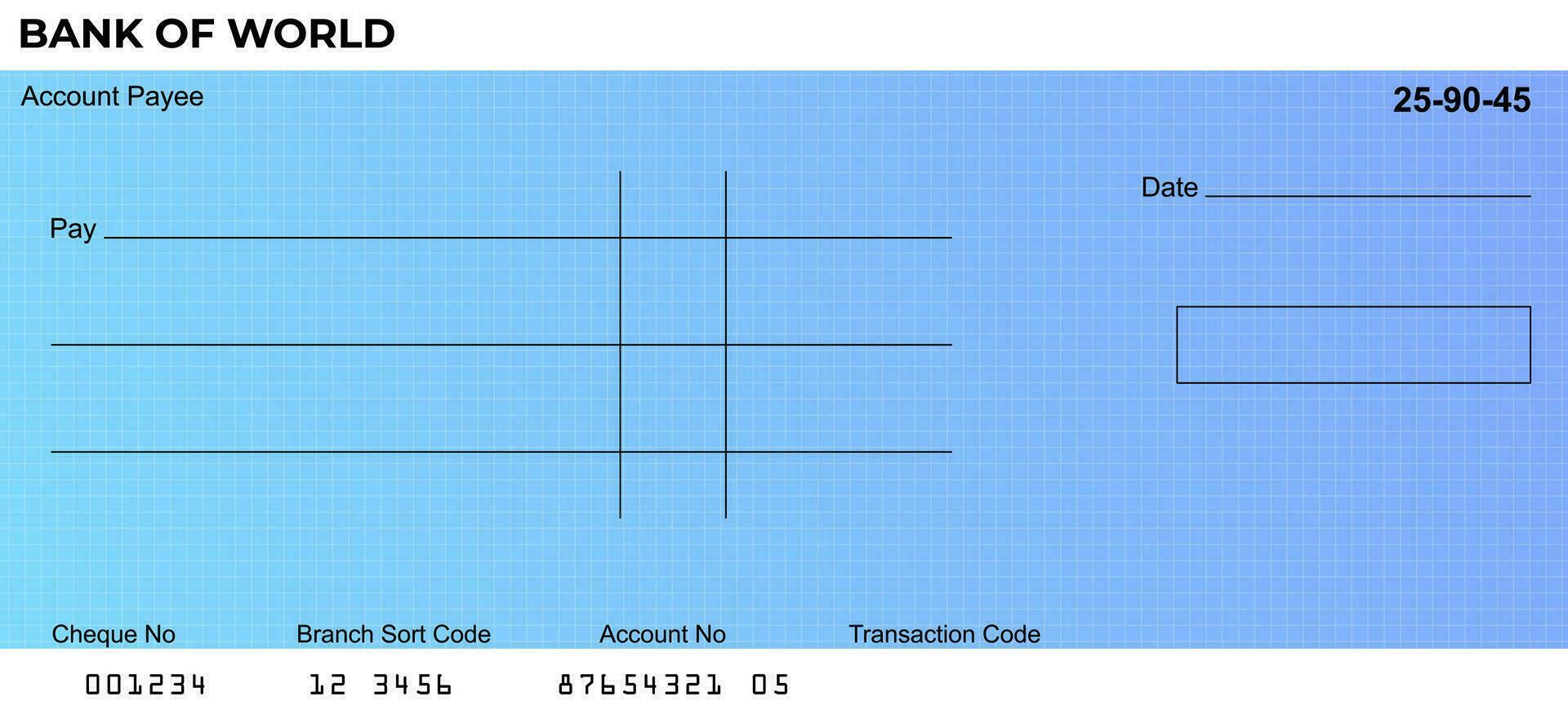 Vector of Blank Bank or Personal Check. Payment, Money, Cash, Currency, Cheque, Banknote