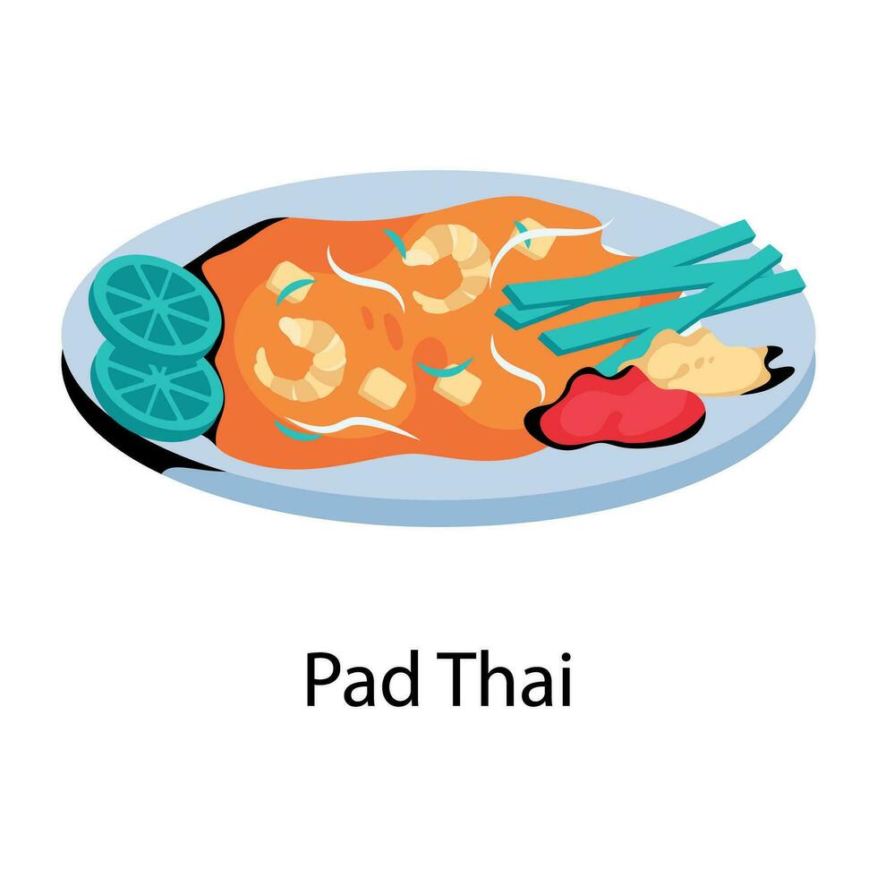 Trendy Pad Thai vector