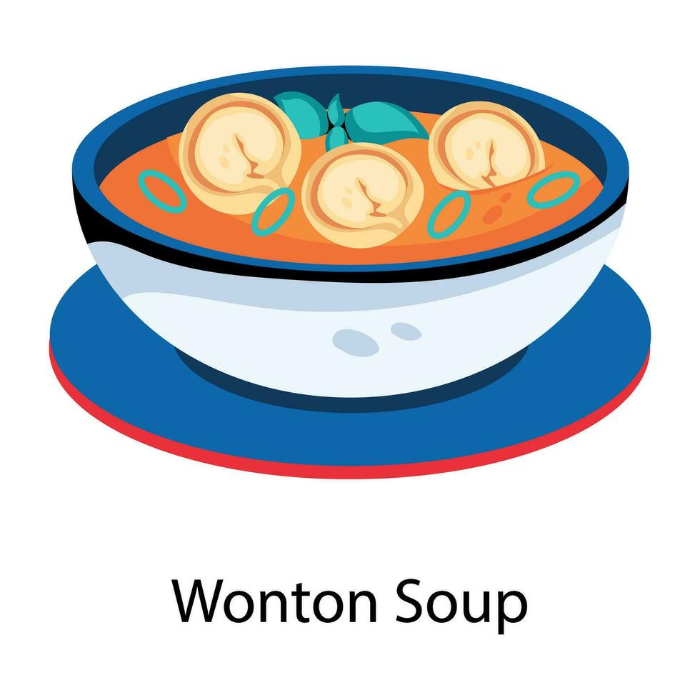 Trendy Wonton Soup vector