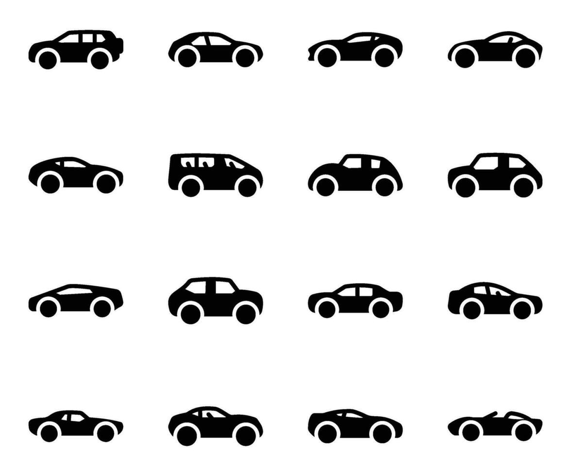 paquete de carros y automóviles íconos vector