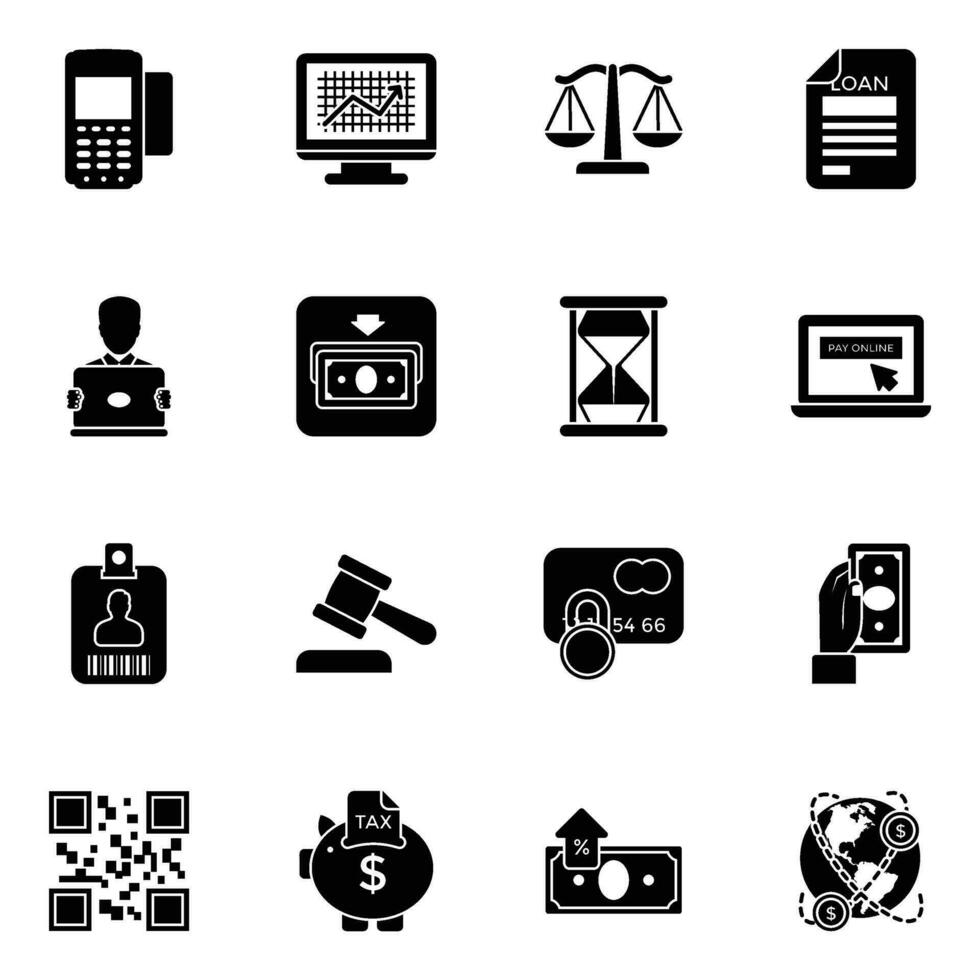 Pack of Online Business and Banking Icons vector