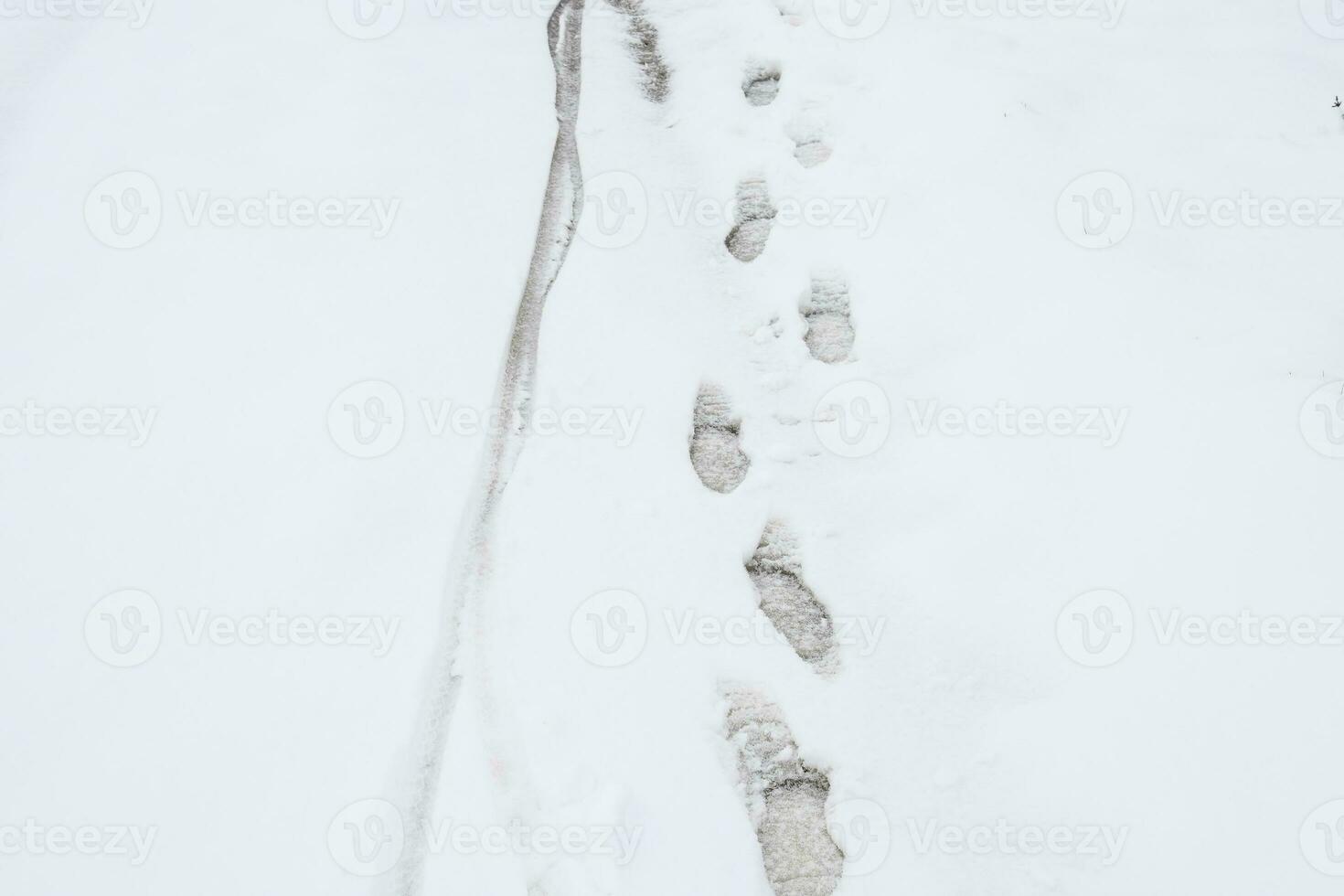 Human footprints in the snow. The path in the snow photo