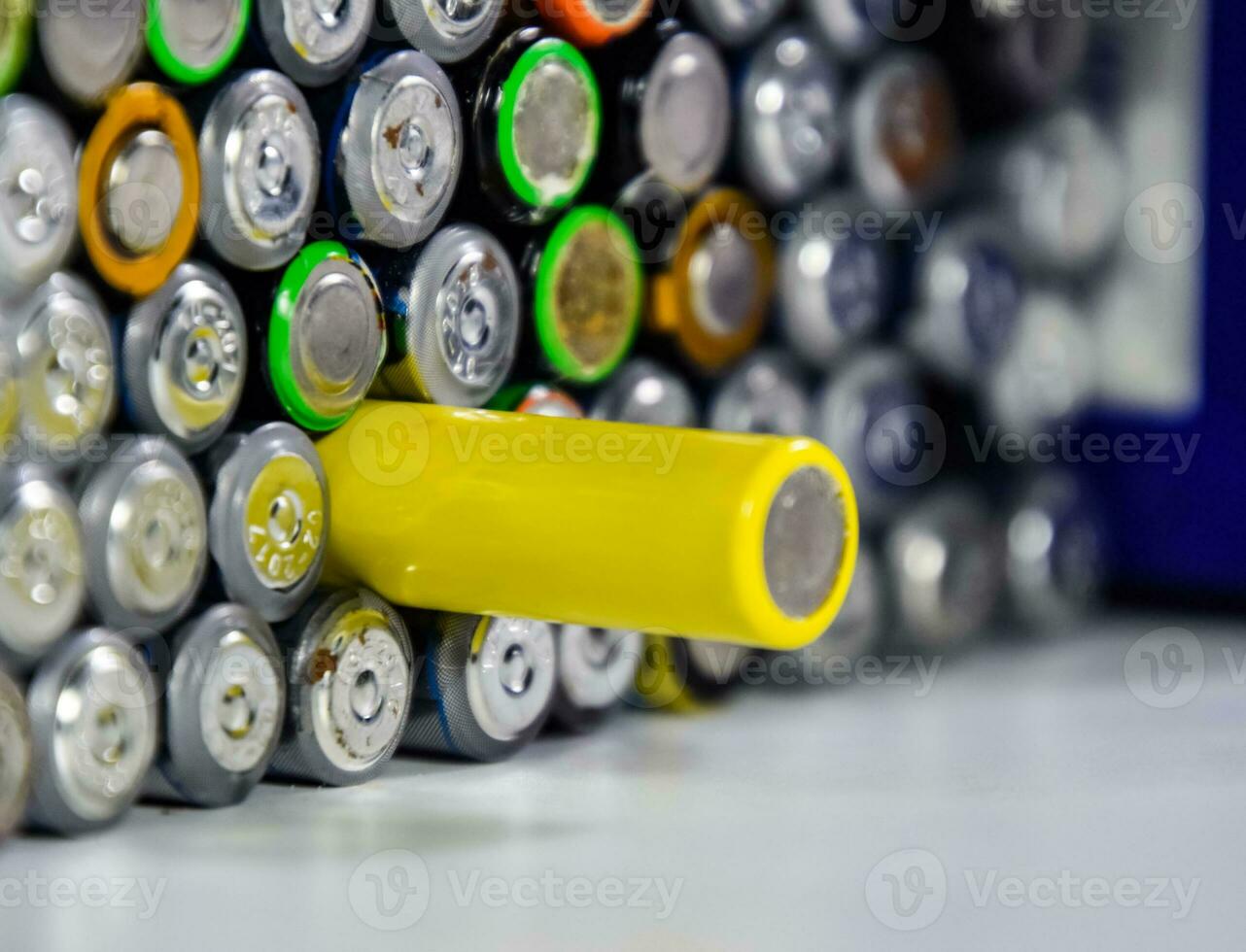 Salt and alkaline batteries, source of energy for portable technology. AAA and AA batteries photo