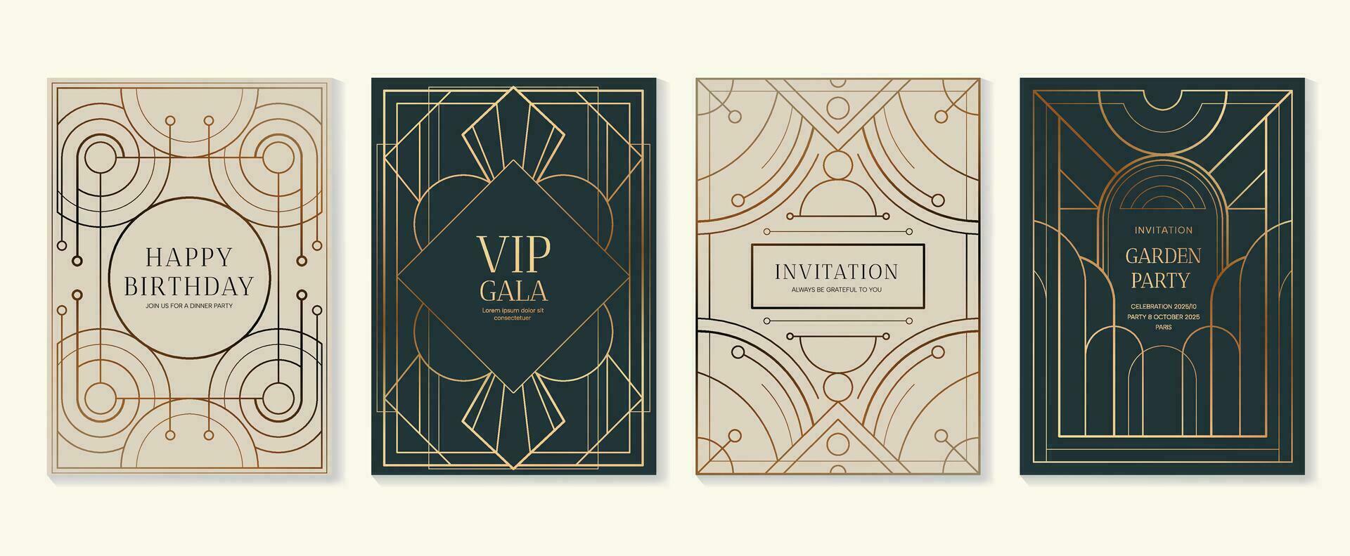 lujo invitación tarjeta antecedentes vector. elegante clásico antiguo diseño, oro líneas degradado en oscuro azul y ligero antecedentes. prima diseño ilustración para gala tarjeta, grandioso apertura, Arte decoración vector