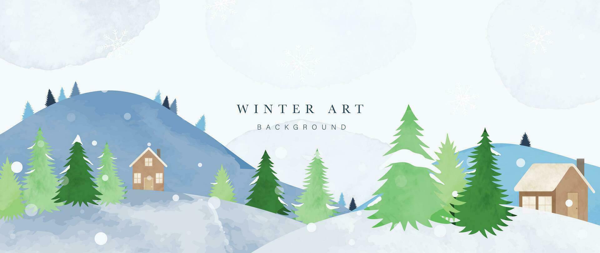 Winter background vector. Hand painted watercolor drawing for Christmas and Happy New Year season. Background design for invitation, cards, social post, ad, cover, sale banner and invitation. vector