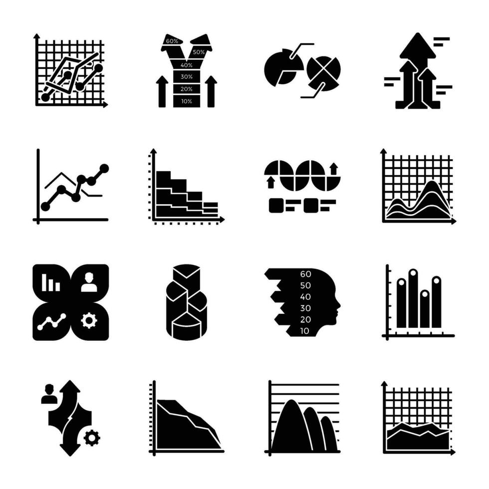 Business Analysis Graph and Charts Icon Collection vector