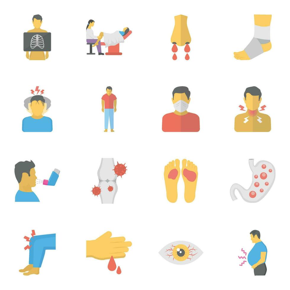 Cancer Treatment Flat Vector Icons