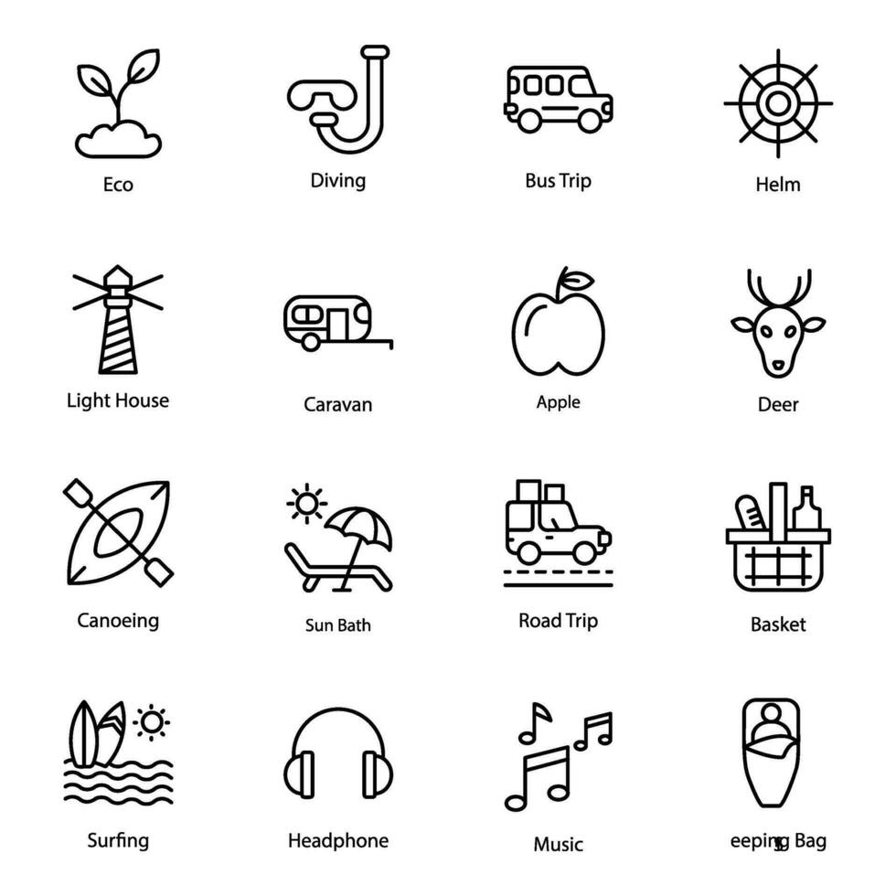 Pack of Travel and Leisure Icons vector