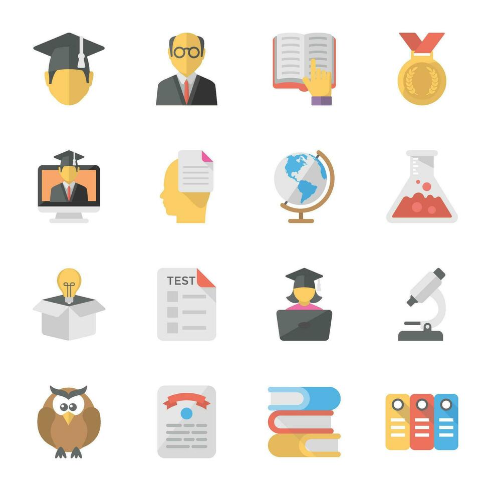 Pack of E-Learning Flat Icons vector