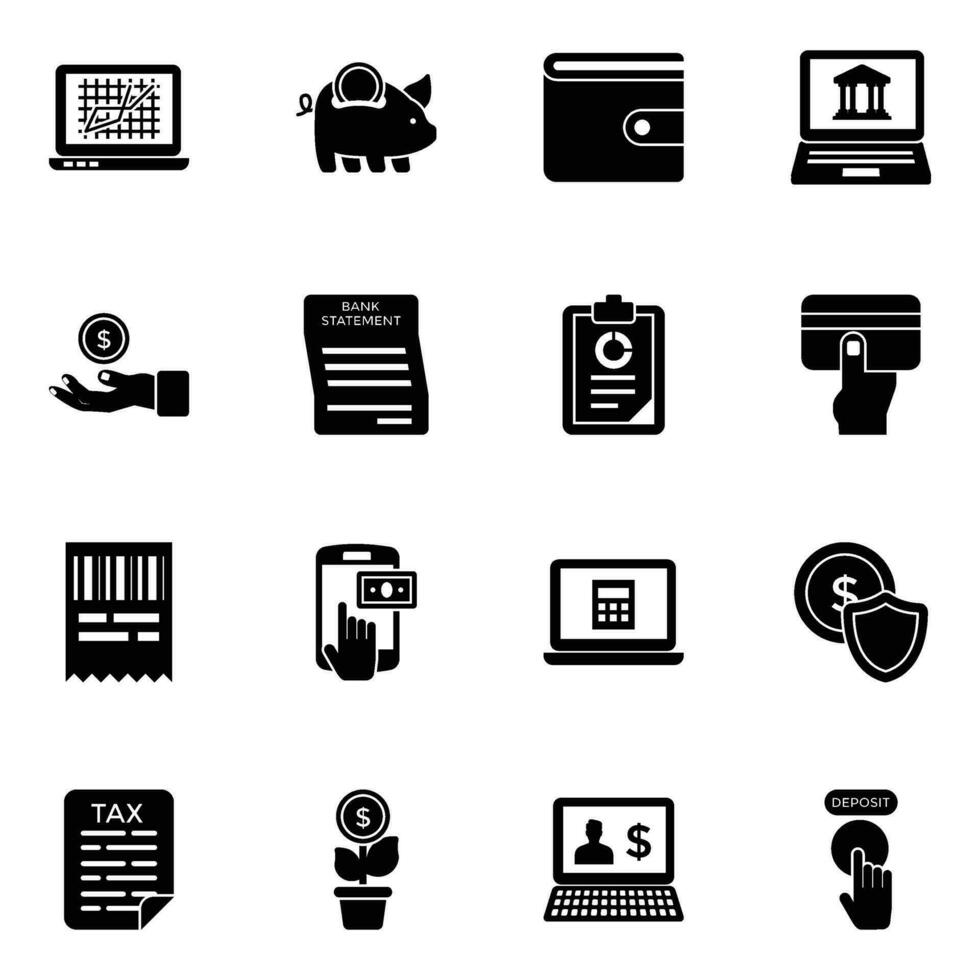 Pack of Online Banking Icons vector