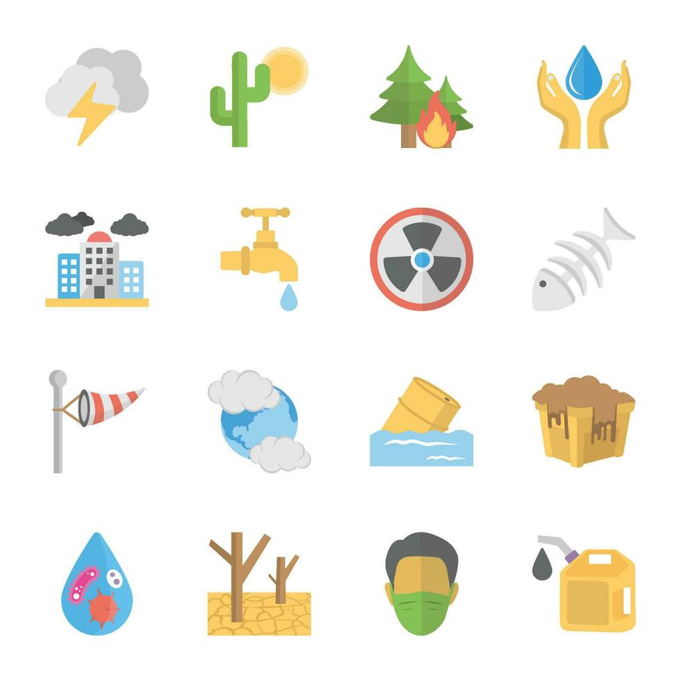 Climate Change Flat Vector Icons