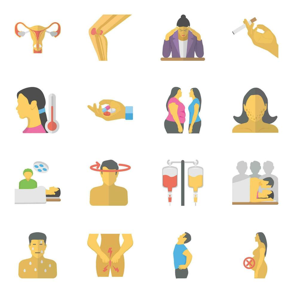 Cancer Symptoms Flat Vector Icons