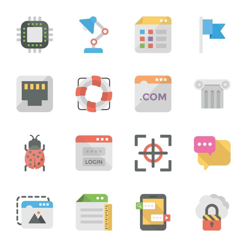 Pack of Website Design Flat Icons vector