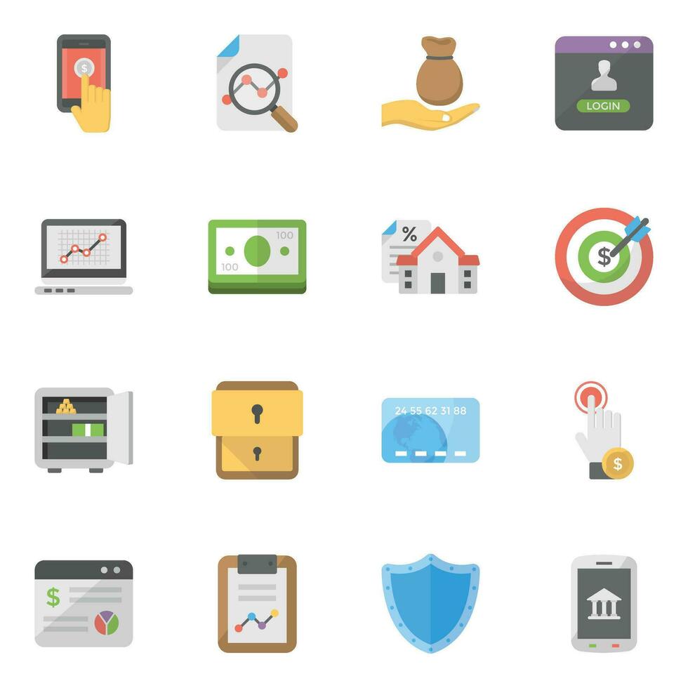 Pack of Business and Banking Icons vector