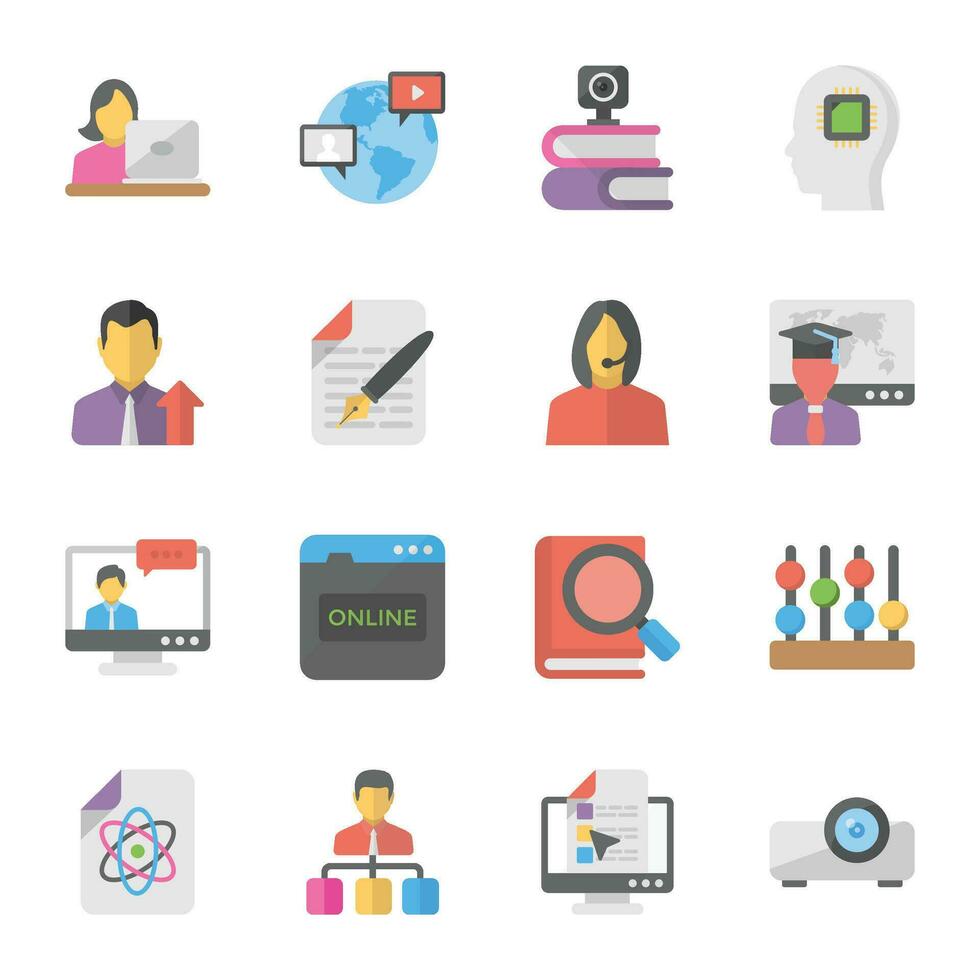 Pack of Learning Flat Icons vector