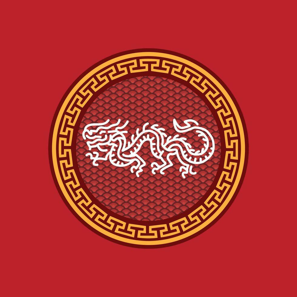 Dragon simple illustration with oriental ornament suitable for year of dragon Chinese New Year banner vector