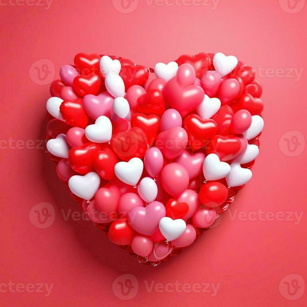 AI generated a heart shaped balloons on isolated red background. generated with AI photo