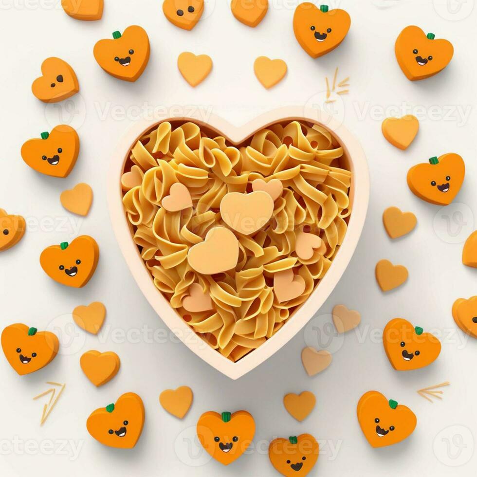 AI generated a 3d heart shaped cookies with pasta n isolated white background. generated with AI photo