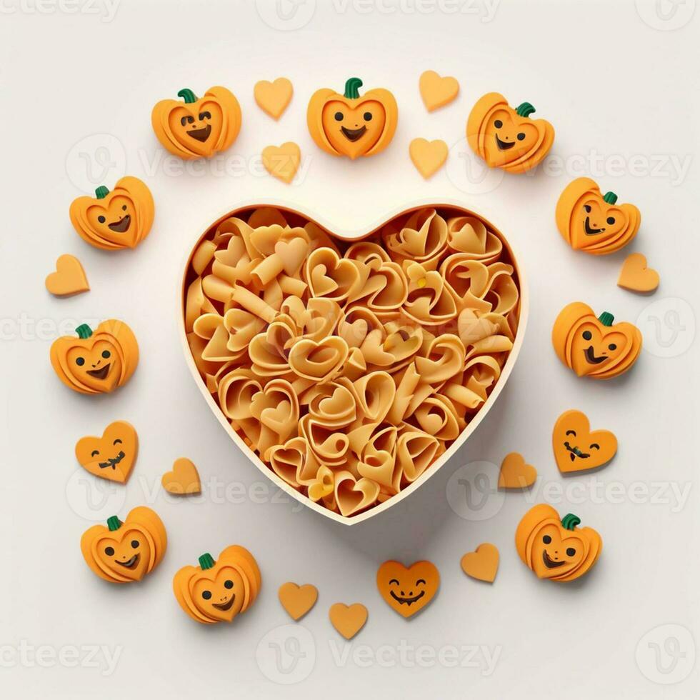 AI generated a 3d heart shaped cookies with pasta n isolated white background. generated with AI photo