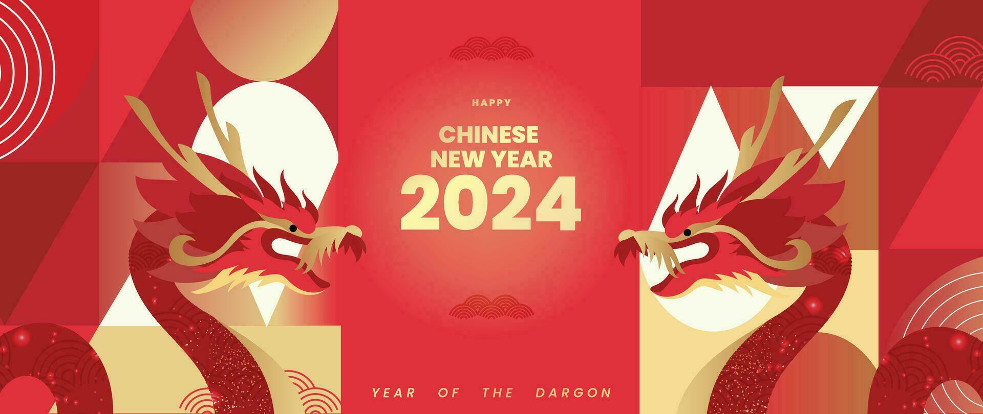 Happy Chinese new year background vector. Year of the dragon design wallpaper with dragon, chinese pattern. Modern luxury oriental illustration for cover, banner, website, decor. vector